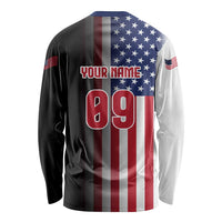 Custom Patriotic Eagle Motocross Long Sleeve Shirt with American Flag and Rider Design - Wonder Print Shop