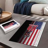 Custom Patriotic Eagle Motocross Puzzle with American Flag and Rider Design - Wonder Print Shop