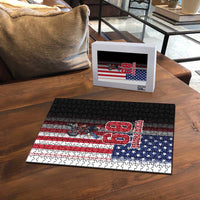 Custom Patriotic Eagle Motocross Puzzle with American Flag and Rider Design - Wonder Print Shop
