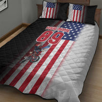 Custom Patriotic Eagle Motocross Quilt Bed Set with American Flag and Rider Design - Wonder Print Shop