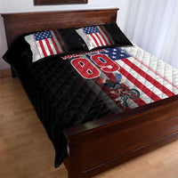 Custom Patriotic Eagle Motocross Quilt Bed Set with American Flag and Rider Design - Wonder Print Shop