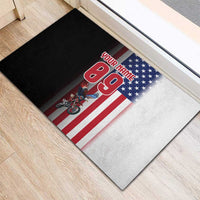Custom Patriotic Eagle Motocross Rubber Doormat with American Flag and Rider Design - Wonder Print Shop