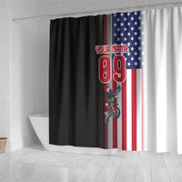 Custom Patriotic Eagle Motocross Shower Curtain with American Flag and Rider Design - Wonder Print Shop