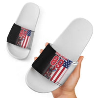 Custom Patriotic Eagle Motocross Slide Sandals with American Flag and Rider Design - Wonder Print Shop