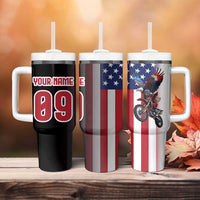 Custom Patriotic Eagle Motocross Tumbler With Handle with American Flag and Rider Design - Wonder Print Shop