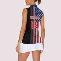 Custom Patriotic Eagle Motocross Women Sleeveless Polo Shirt with American Flag and Rider Design - Wonder Print Shop