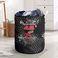 Custom Motocross Dirt Bike Laundry Basket with Red Rider and Honeycomb Grunge Design - Wonder Print Shop