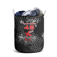 Custom Motocross Dirt Bike Laundry Basket with Red Rider and Honeycomb Grunge Design - Wonder Print Shop