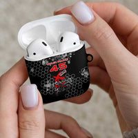 Custom Motocross Dirt Bike AirPods Case with Red Rider and Honeycomb Grunge Design - Wonder Print Shop