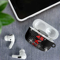 Custom Motocross Dirt Bike AirPods Case with Red Rider and Honeycomb Grunge Design - Wonder Print Shop