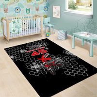 Custom Motocross Dirt Bike Area Rug with Red Rider and Honeycomb Grunge Design - Wonder Print Shop