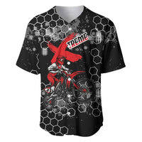 Custom Motocross Dirt Bike Baseball Jersey with Red Rider and Honeycomb Grunge Design - Wonder Print Shop