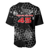 Custom Motocross Dirt Bike Baseball Jersey with Red Rider and Honeycomb Grunge Design - Wonder Print Shop