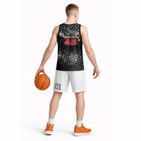 Custom Motocross Dirt Bike Basketball Jersey with Red Rider and Honeycomb Grunge Design - Wonder Print Shop