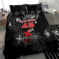 Custom Motocross Dirt Bike Bedding Set with Red Rider and Honeycomb Grunge Design - Wonder Print Shop