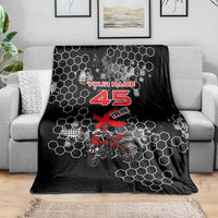 Custom Motocross Dirt Bike Blanket with Red Rider and Honeycomb Grunge Design - Wonder Print Shop