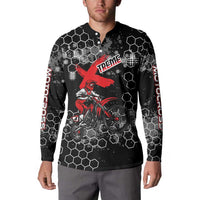 Custom Motocross Dirt Bike Button Sweatshirt with Red Rider and Honeycomb Grunge Design - Wonder Print Shop