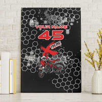 Custom Motocross Dirt Bike Canvas Wall Art with Red Rider and Honeycomb Grunge Design - Wonder Print Shop