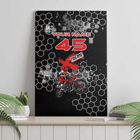 Custom Motocross Dirt Bike Canvas Wall Art with Red Rider and Honeycomb Grunge Design - Wonder Print Shop