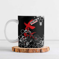 Custom Motocross Dirt Bike Ceramic Mug with Red Rider and Honeycomb Grunge Design - Wonder Print Shop