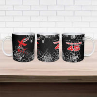 Custom Motocross Dirt Bike Ceramic Mug with Red Rider and Honeycomb Grunge Design - Wonder Print Shop