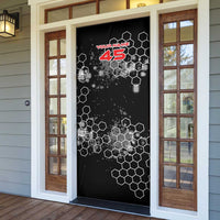 Custom Motocross Dirt Bike Door Cover with Red Rider and Honeycomb Grunge Design - Wonder Print Shop
