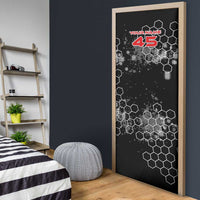 Custom Motocross Dirt Bike Door Cover with Red Rider and Honeycomb Grunge Design - Wonder Print Shop