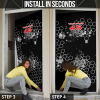 Custom Motocross Dirt Bike Door Cover with Red Rider and Honeycomb Grunge Design - Wonder Print Shop