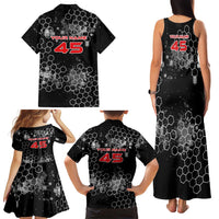 Custom Motocross Dirt Bike Family Matching Tank Maxi Dress and Hawaiian Shirt with Red Rider and Honeycomb Grunge Design - Wonder Print Shop