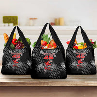 Custom Motocross Dirt Bike Grocery Bag with Red Rider and Honeycomb Grunge Design - Wonder Print Shop