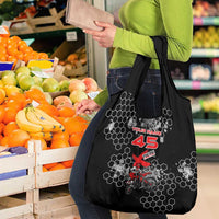 Custom Motocross Dirt Bike Grocery Bag with Red Rider and Honeycomb Grunge Design - Wonder Print Shop