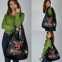Custom Motocross Dirt Bike Grocery Bag with Red Rider and Honeycomb Grunge Design - Wonder Print Shop