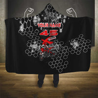Custom Motocross Dirt Bike Hooded Blanket with Red Rider and Honeycomb Grunge Design - Wonder Print Shop
