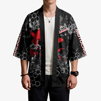 Custom Motocross Dirt Bike Kimono with Red Rider and Honeycomb Grunge Design - Wonder Print Shop