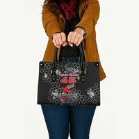 Custom Motocross Dirt Bike Leather Bag with Red Rider and Honeycomb Grunge Design - Wonder Print Shop