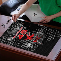 Custom Motocross Dirt Bike Puzzle with Red Rider and Honeycomb Grunge Design - Wonder Print Shop