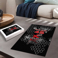 Custom Motocross Dirt Bike Puzzle with Red Rider and Honeycomb Grunge Design - Wonder Print Shop