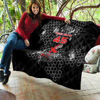 Custom Motocross Dirt Bike Quilt with Red Rider and Honeycomb Grunge Design - Wonder Print Shop