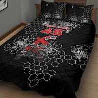 Custom Motocross Dirt Bike Quilt Bed Set with Red Rider and Honeycomb Grunge Design - Wonder Print Shop