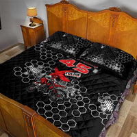 Custom Motocross Dirt Bike Quilt Bed Set with Red Rider and Honeycomb Grunge Design - Wonder Print Shop