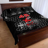 Custom Motocross Dirt Bike Quilt Bed Set with Red Rider and Honeycomb Grunge Design - Wonder Print Shop