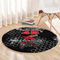 Custom Motocross Dirt Bike Round Carpet with Red Rider and Honeycomb Grunge Design - Wonder Print Shop