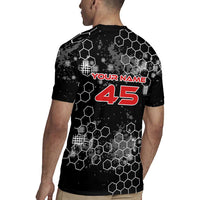 Custom Motocross Dirt Bike Rugby Jersey with Red Rider and Honeycomb Grunge Design - Wonder Print Shop