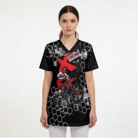 Custom Motocross Dirt Bike Scrub Top with Red Rider and Honeycomb Grunge Design - Wonder Print Shop
