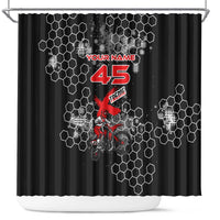 Custom Motocross Dirt Bike Shower Curtain with Red Rider and Honeycomb Grunge Design - Wonder Print Shop