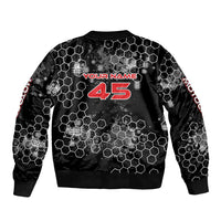 Custom Motocross Dirt Bike Sleeve Zip Bomber Jacket with Red Rider and Honeycomb Grunge Design - Wonder Print Shop
