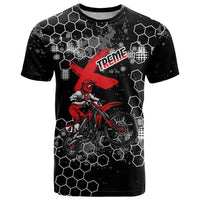 Custom Motocross Dirt Bike T Shirt with Red Rider and Honeycomb Grunge Design - Wonder Print Shop