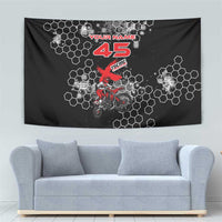 Custom Motocross Dirt Bike Tapestry with Red Rider and Honeycomb Grunge Design - Wonder Print Shop