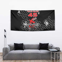 Custom Motocross Dirt Bike Tapestry with Red Rider and Honeycomb Grunge Design - Wonder Print Shop