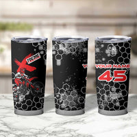 Custom Motocross Dirt Bike Tumbler Cup with Red Rider and Honeycomb Grunge Design - Wonder Print Shop